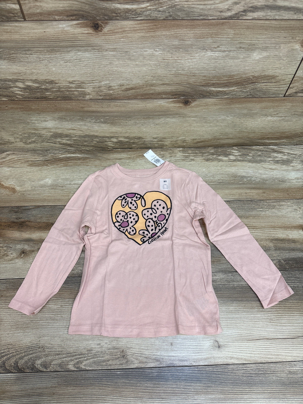 NEW Old Navy Creative Heart Long Sleeve Shirt Pink sz 5T