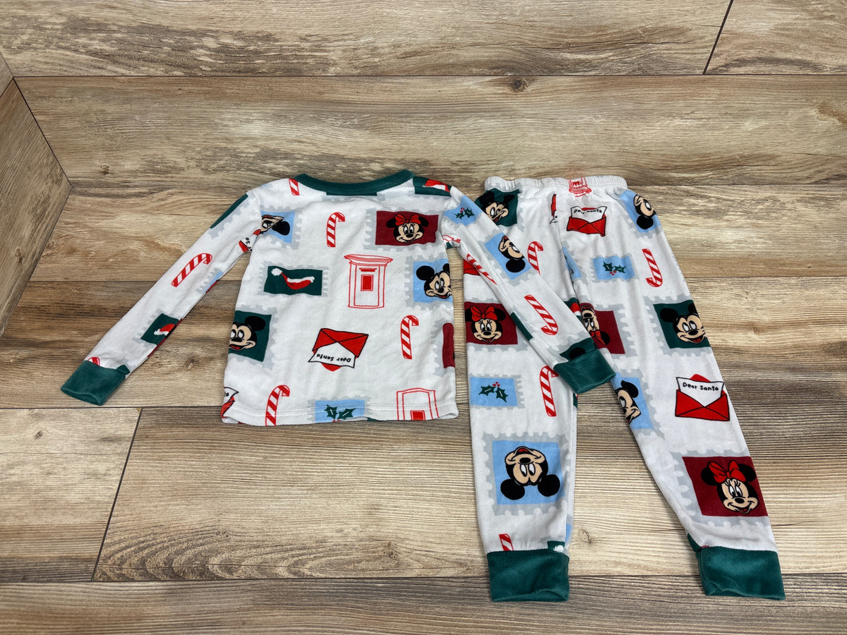 Disney 2pc Mickey Mouse Velour Christmas Pajama Set White sz 5T
