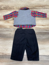 Wonder Nation 4pc Plaid Vest Set Red/Grey sz 0-3m