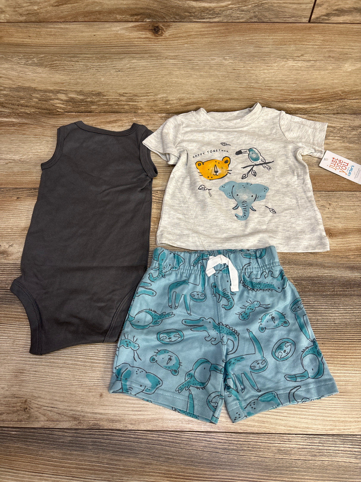 NEW Just One You 3pc Happy Together Short Set Grey sz 12m