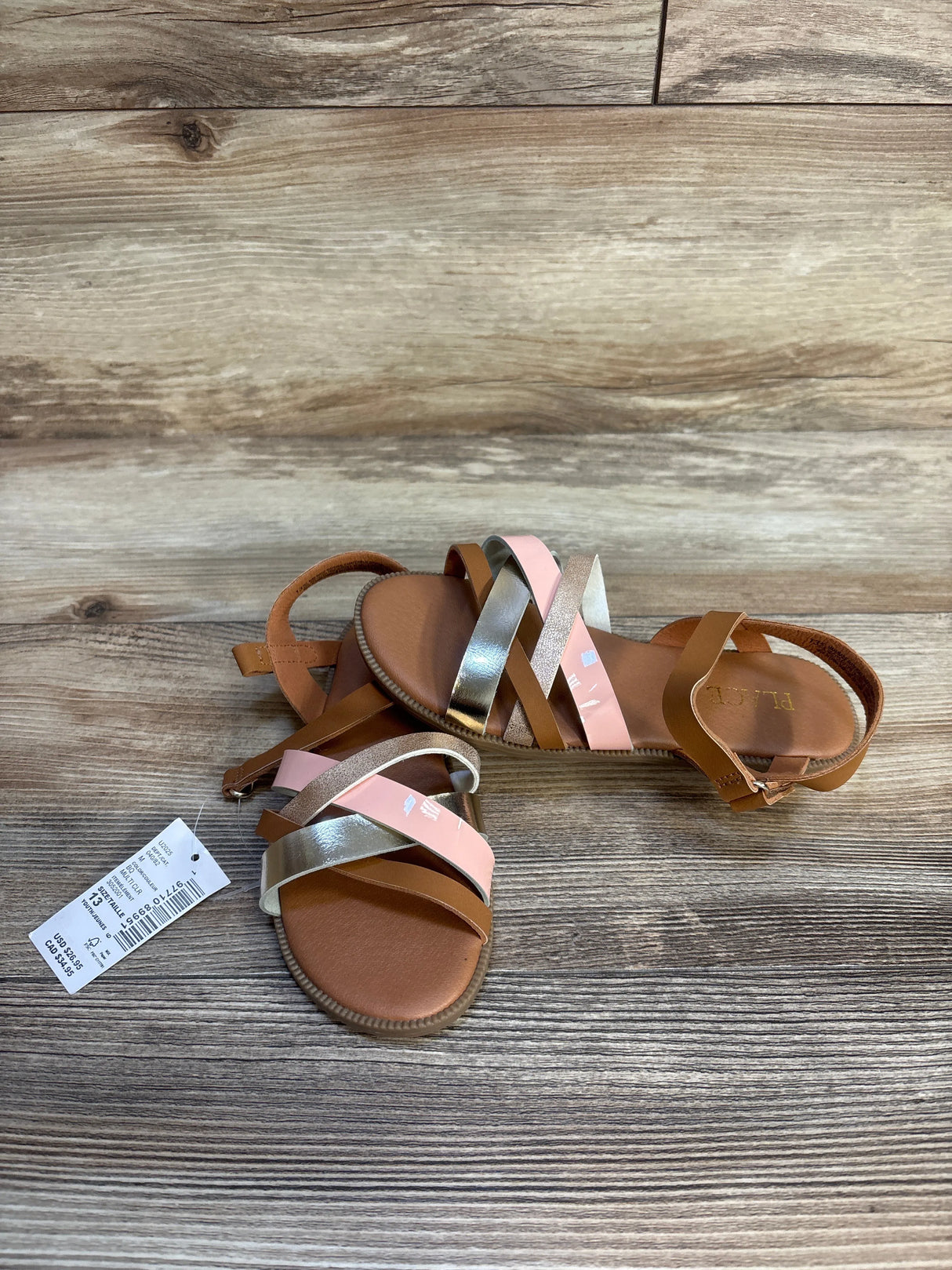 NEW Children's Place Criss-Cross Metallic Sandals Brown sz 13c