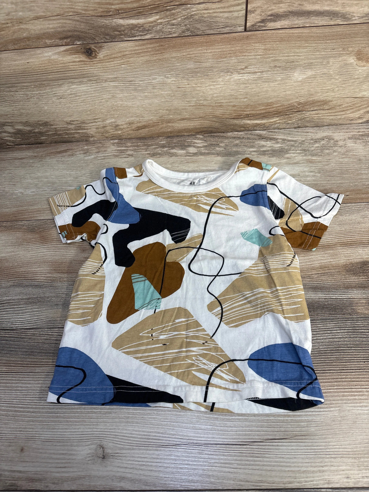 H&M Short Sleeve Abstract Shirt White sz 3/4T