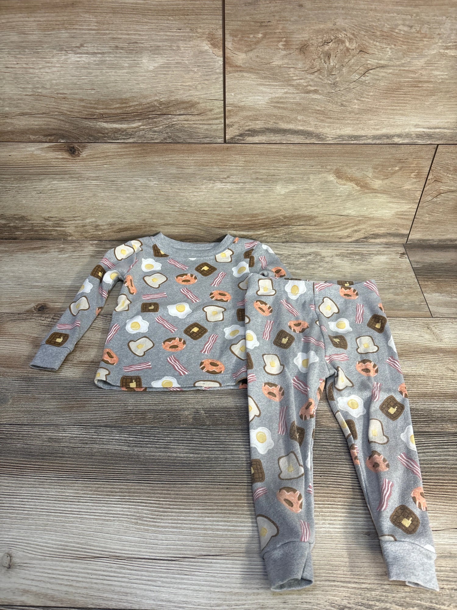 Wonder Nation 2Pc Breakfast Pajama Set Grey sz 18m