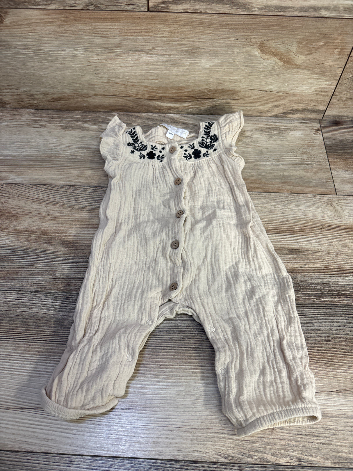 RZ by Rachel Zoe Embroidered Gauze Jumpsuit Beige sz 6/9m