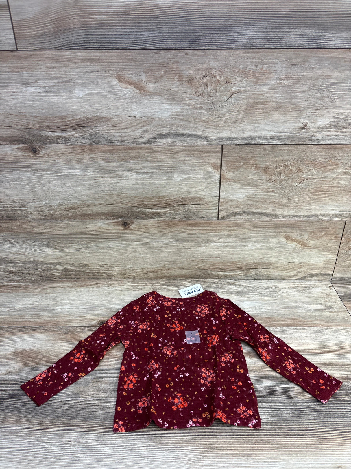 NEW Old Navy Floral Thermal Shirt Red sz 2T