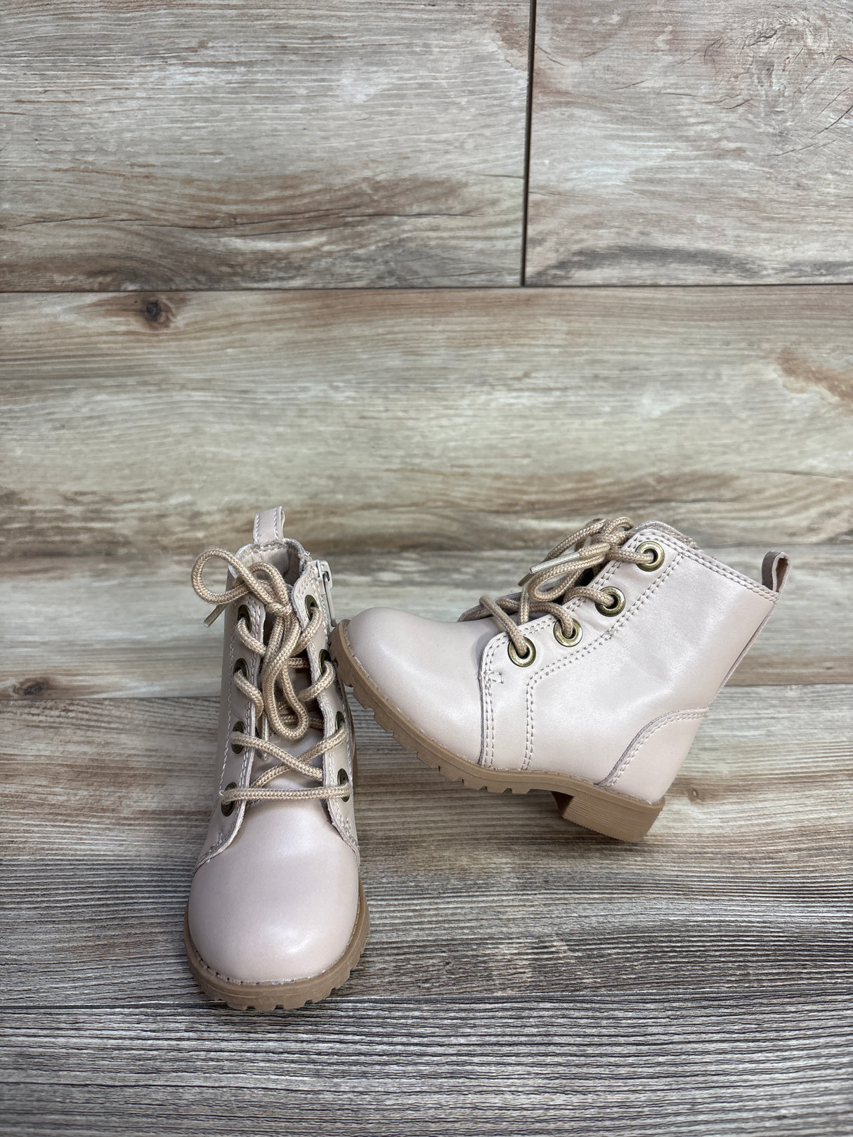 Old Navy Faux-Leather Combat Boots Beige sz 6c