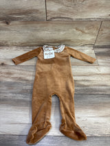 NEW Maniere Collared Velour Footed Coverall Brown sz 6m
