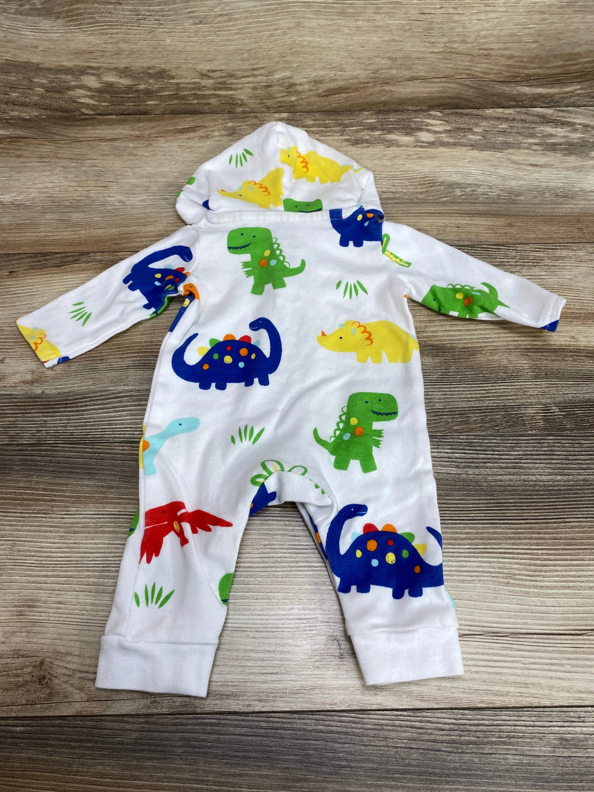 Baby Starters Dino Hooded Coverall White sz 3m