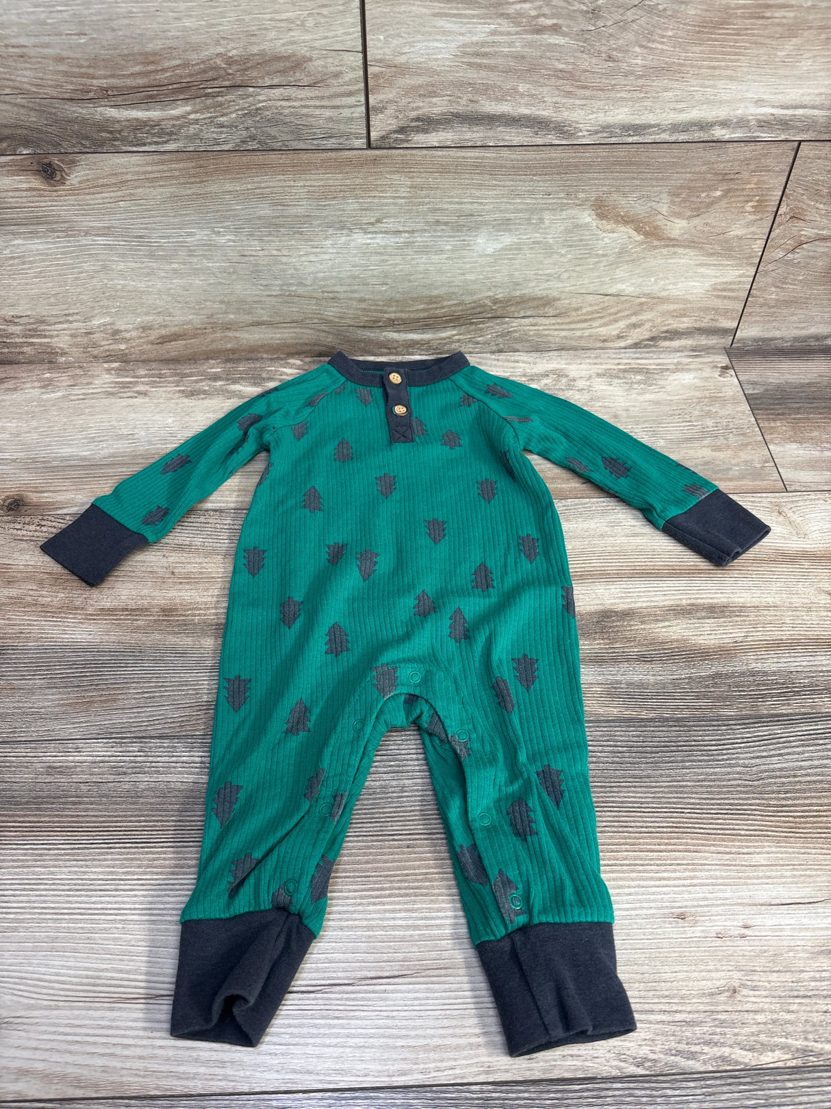 Cat & Jack Tree Print Ribbed Coverall Green sz 6-9m