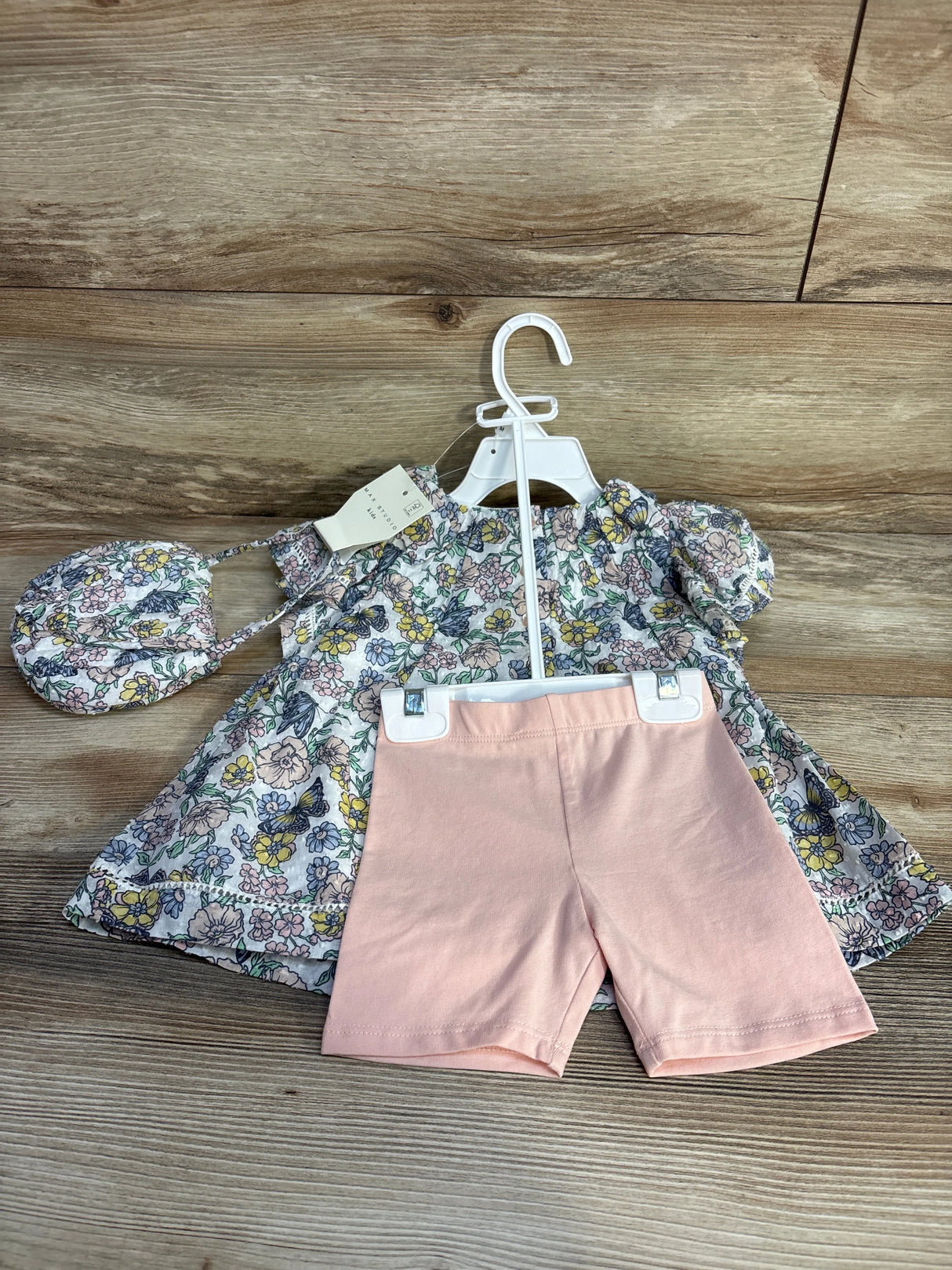 NEW Max Studio 3pc Floral Top + Shorts + Purse White sz 18m - Me n Mommy To Be