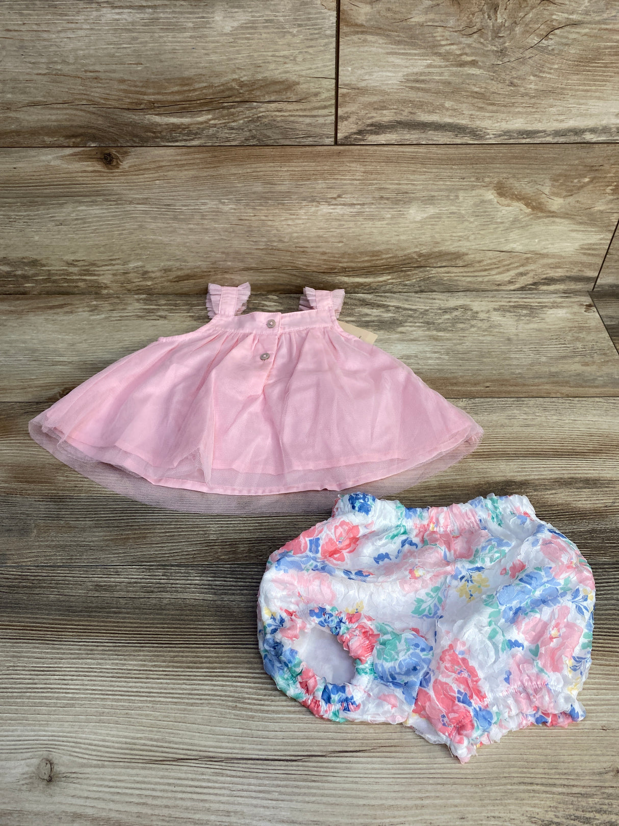 NEW First Impressions 2pc Sleeveless Top & Shorts Pink sz 3-6m