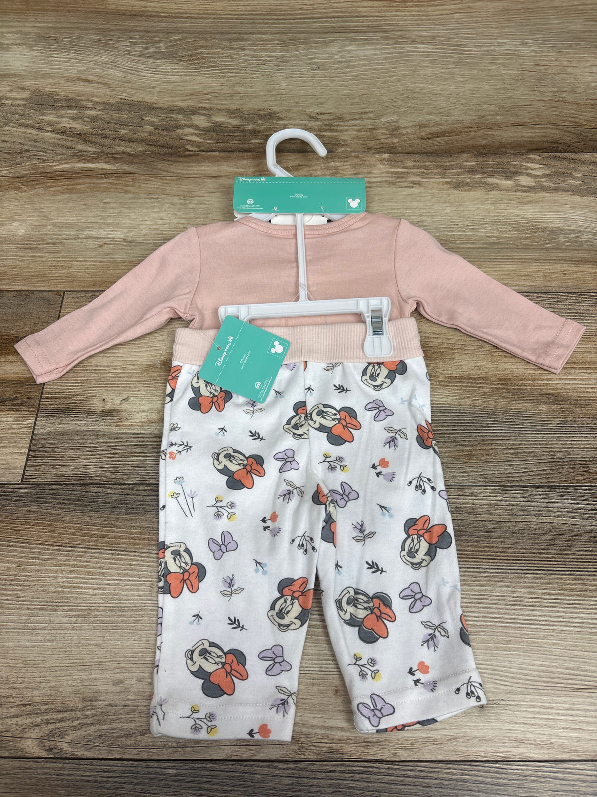 NEW Disney Baby Minnie Mouse 3pc Bodysuit, Pants, & hat Set Pink sz 0/3m