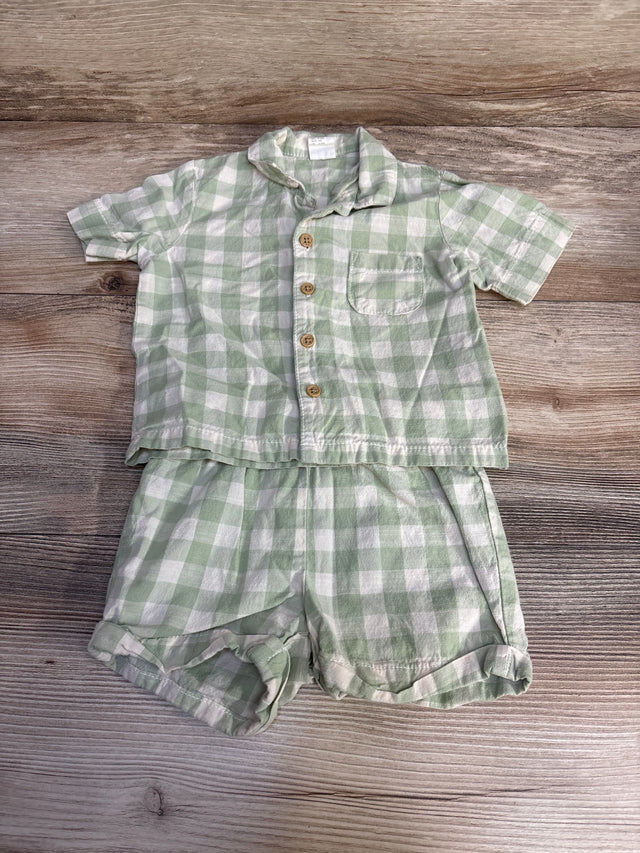 H&M 2pc Gingham Button Up Shirt & Shorts Green sz 6m - Me n Mommy To Be