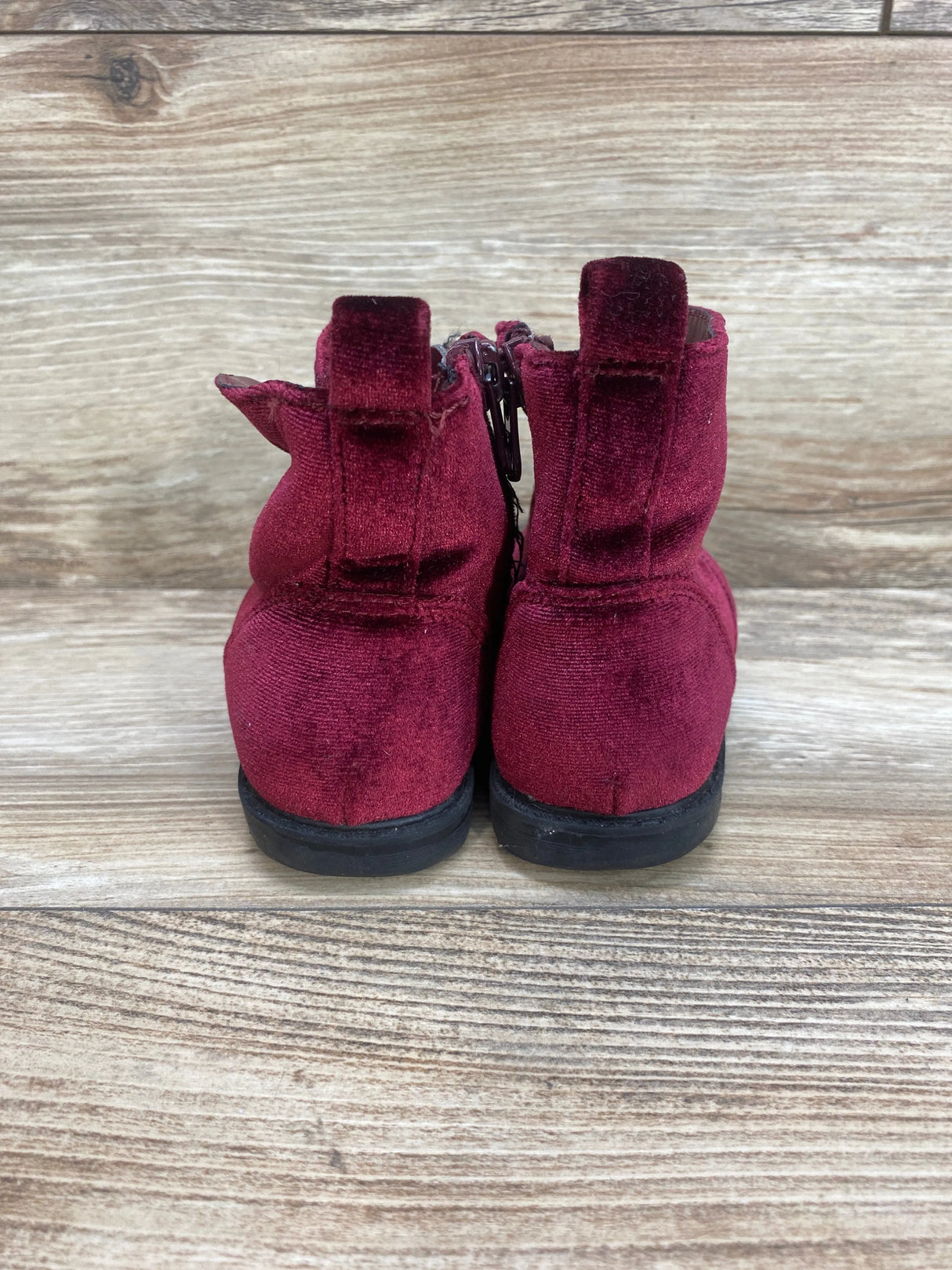 Cat & Jack Giovanna Velvet Boots Burgundy sz 9c