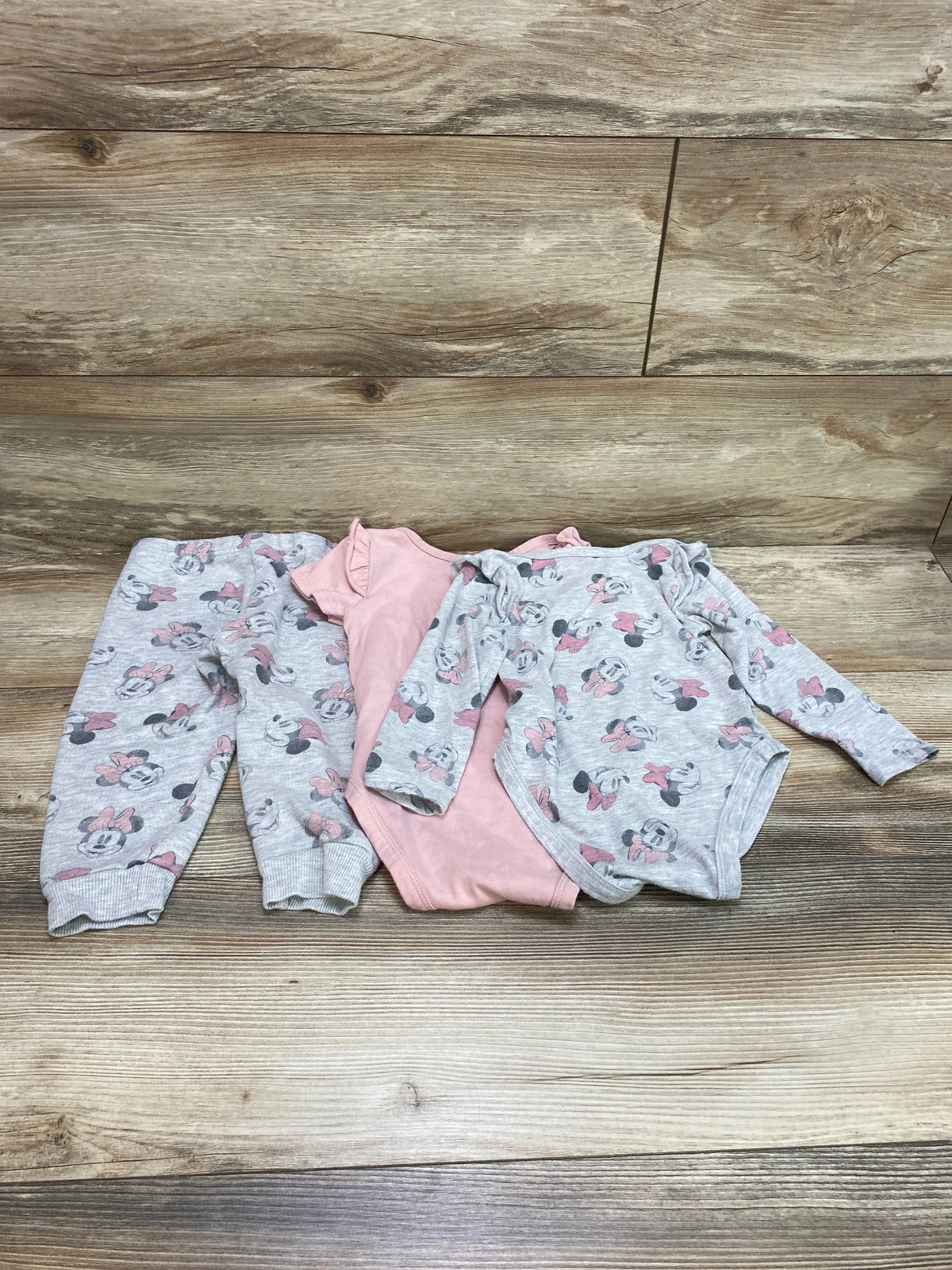 Disney Baby 3pc Minnie Mouse Bodysuit Set Grey sz 24m