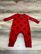 Cat & Jack Heart Print Henley Coverall Red sz 3-6m