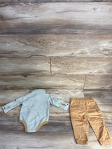 Little Lad 2pc Button Up Bodysuit & Pants Set Green sz 6-9m