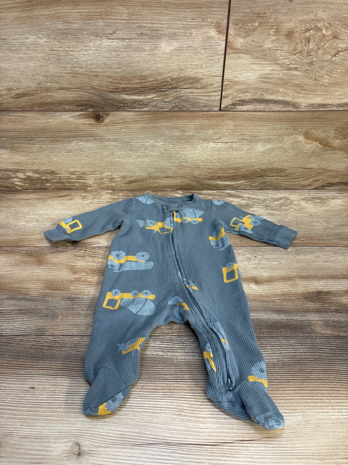 Carter's Waffle Knit Construction Truck Sleeper Slate sz 3m