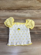 Btween Baby Smocked Puff Sleeve Lemon Top White sz 24m