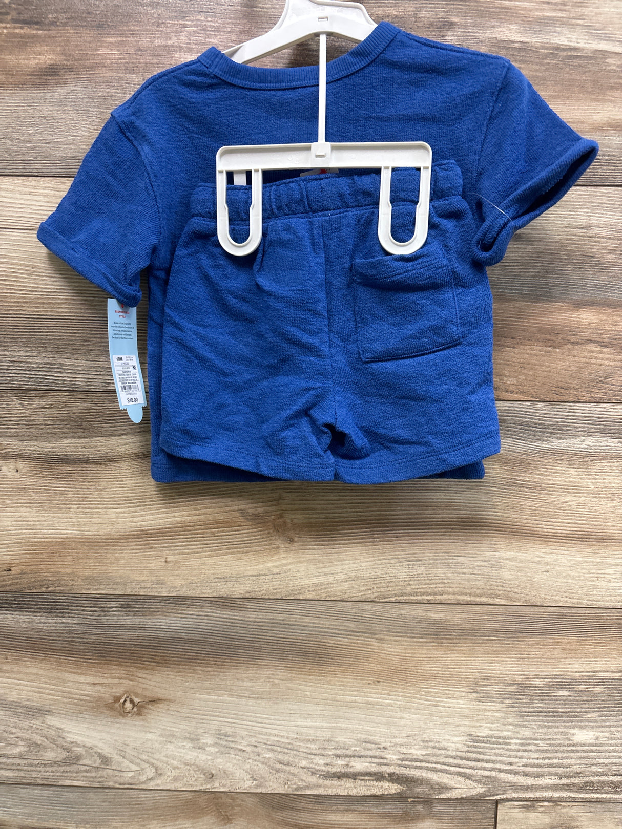 NEW Cat & Jack 2Pc French Terry Later Gator Shirt & Short Set Blue sz 18m