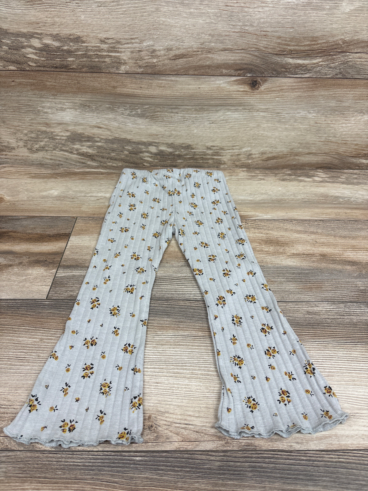 Zara Floral Ribbed Flare Leggings Grey sz 3T