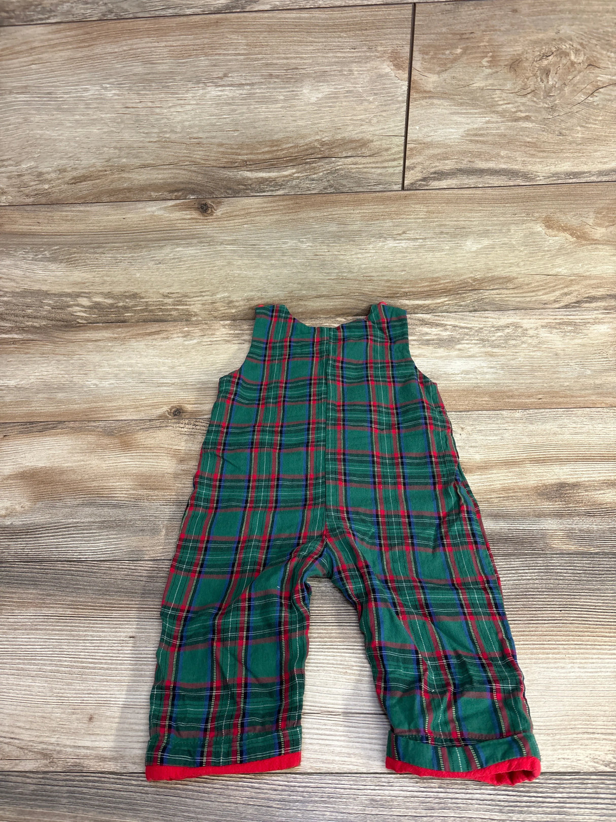 Lil Cactus Plaid Santa Smocked Overalls Green sz 12-18m