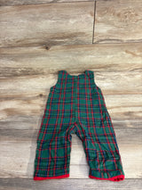 Lil Cactus Plaid Santa Smocked Overalls Green sz 12-18m