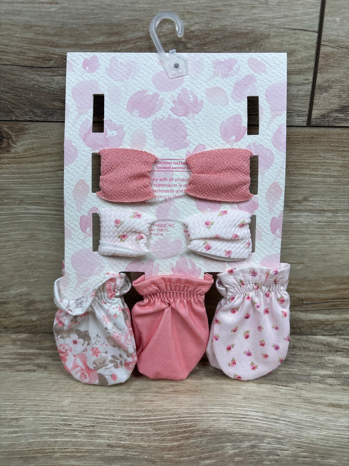 NEW First Steps 6pc Headwrap & Sock Set Pink sz 0-6m