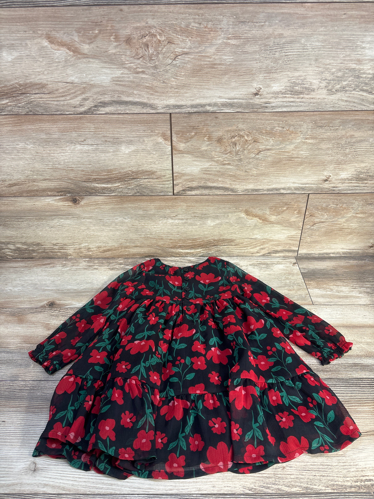 Child Of Mine Floral Long Sleeve Tulle Dress Black sz 2T