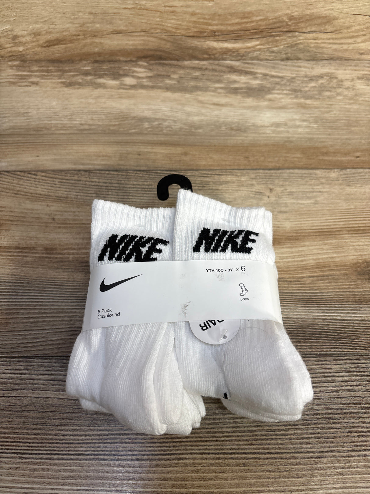 NEW Nike Crew Socks 6pk, White sz 10c-3Y