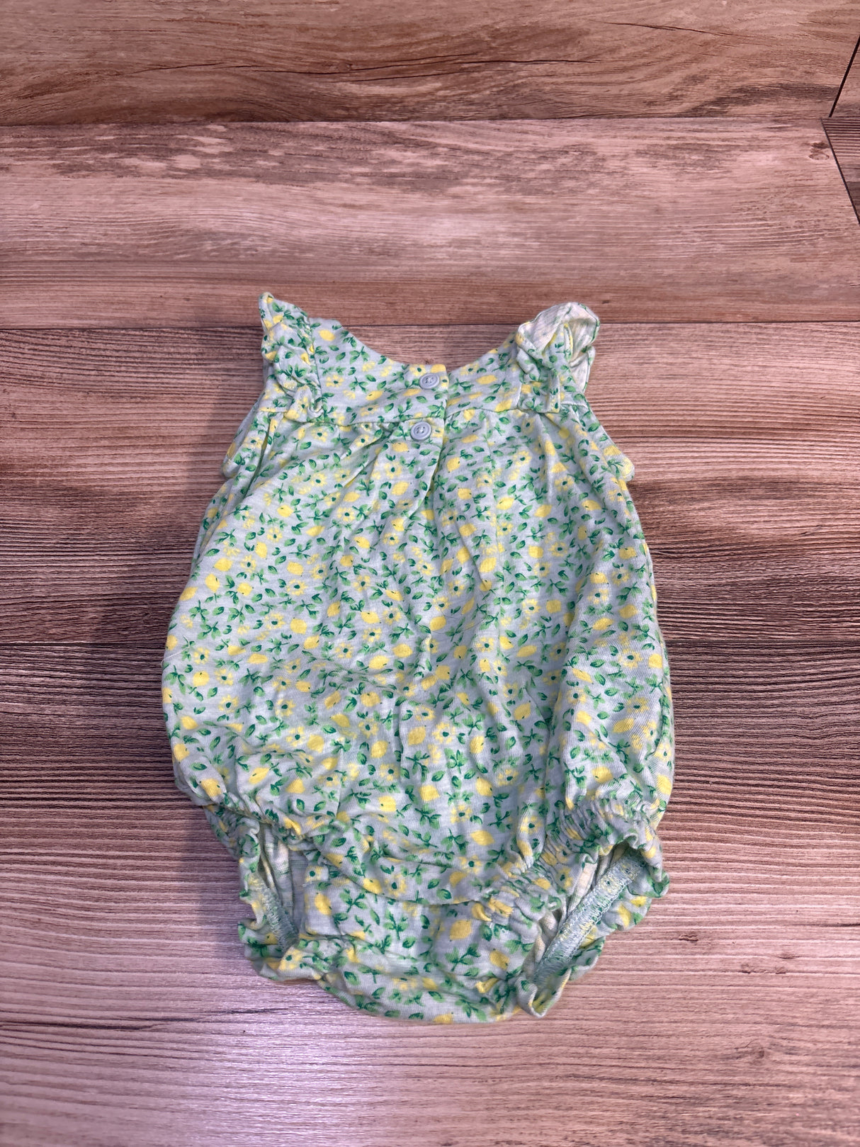 Baby Gap Lemon Print Bubble Romper Mint Green sz 0-3m