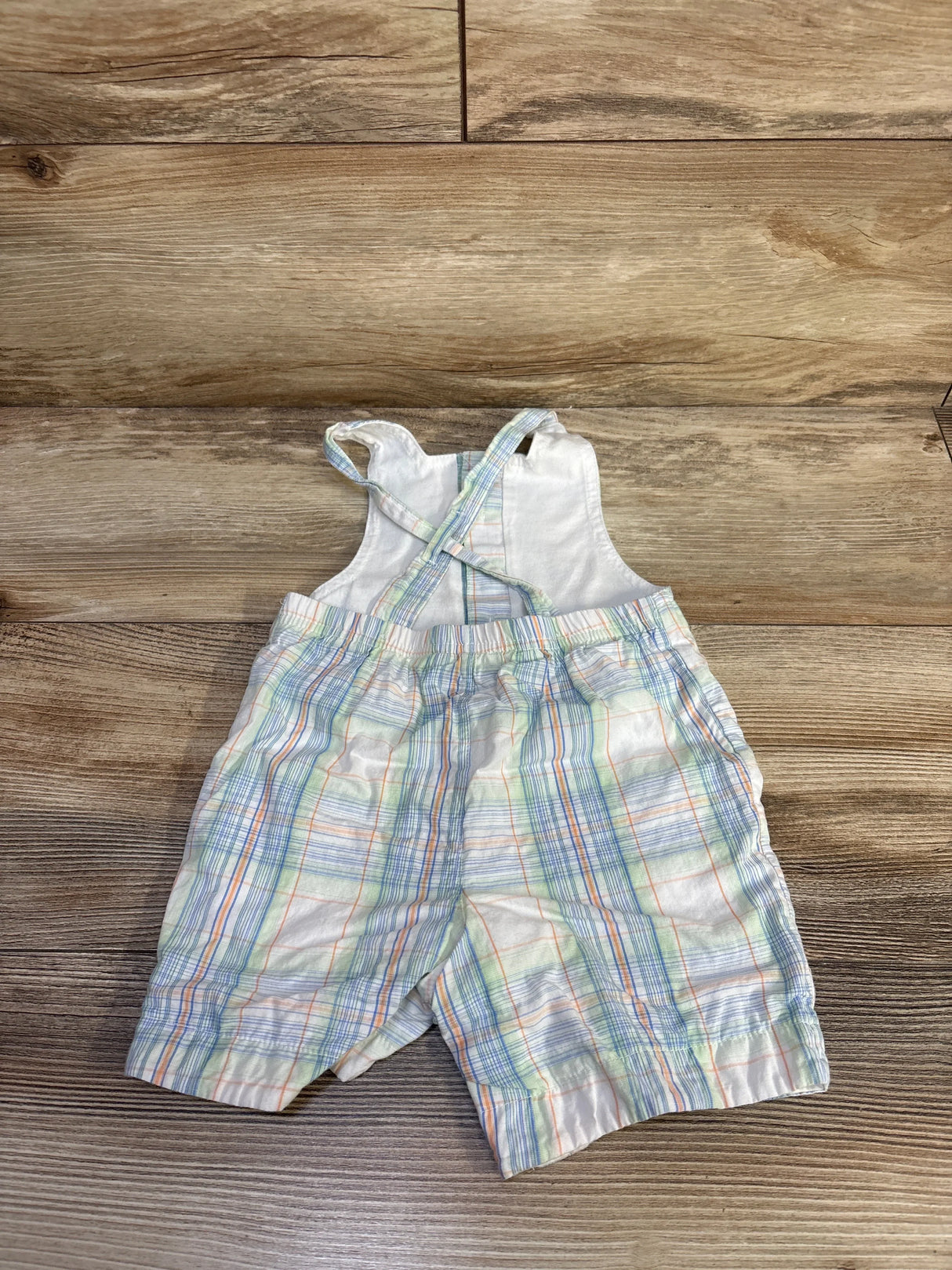 Plaid Shortalls White sz 6-9m