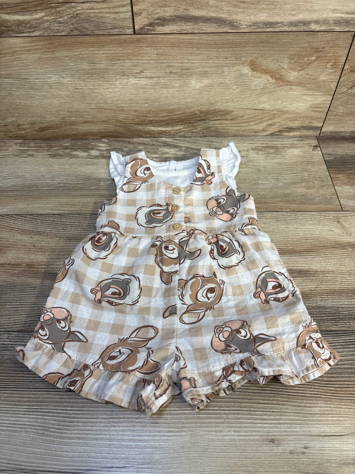 Disney Baby 2pc Shirt & Bambi Shortie Romper Beige sz 6-9m