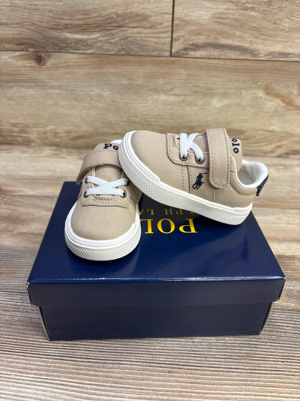NEW Polo Ralph Lauren Frazier Casual PS Sneakers Beige sz 4c
