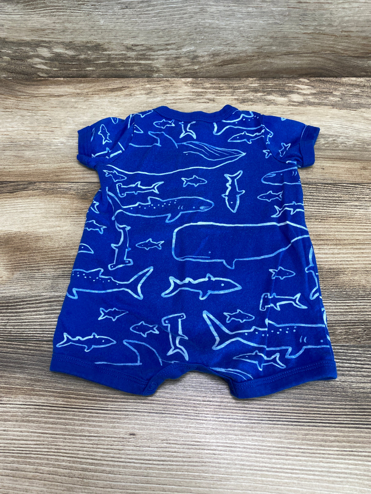 Carter's Shark Print Shortie Romper Blue sz 3m