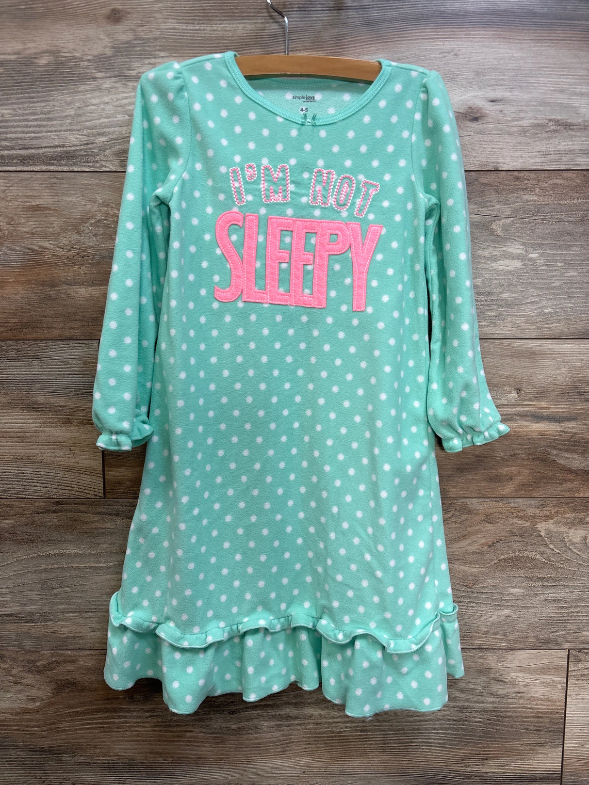 Simple Joys I'm Not Sleepy Fleece Nightgown Teal sz 4-5T
