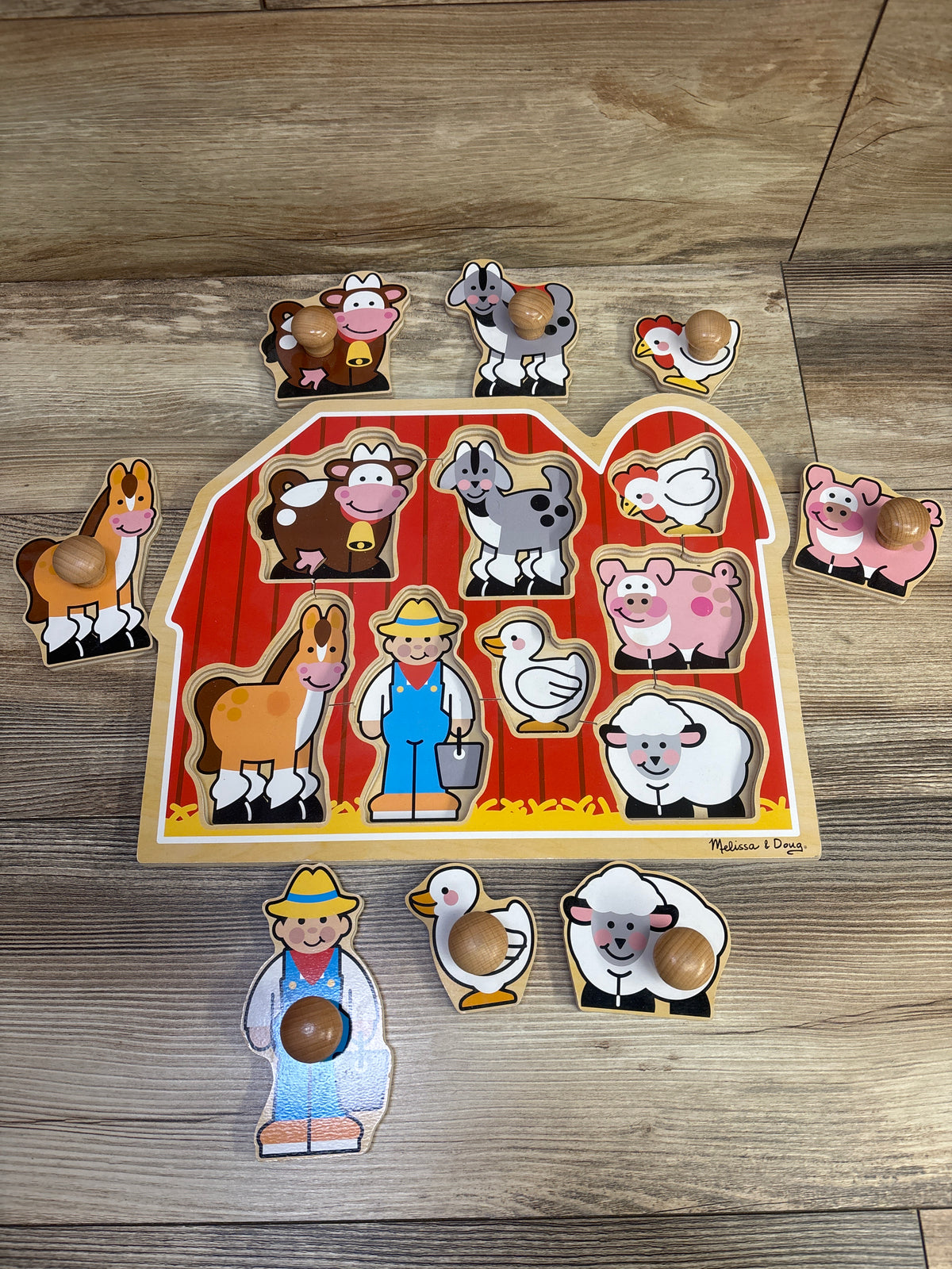 Melissa & Doug Farm Animals Jumbo Knob Wooden Peg Puzzle