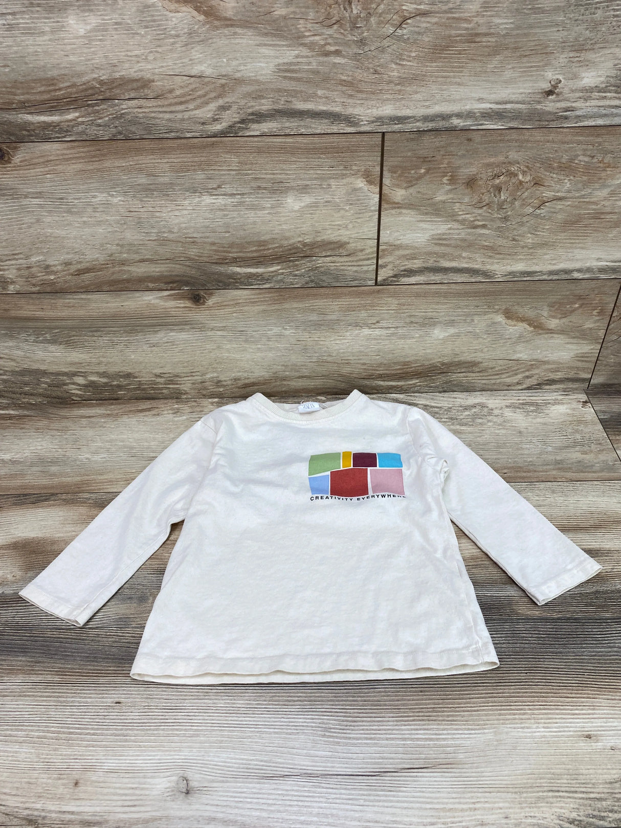 Zara Creativity Everywhere Shirt Ivory sz 4-5T