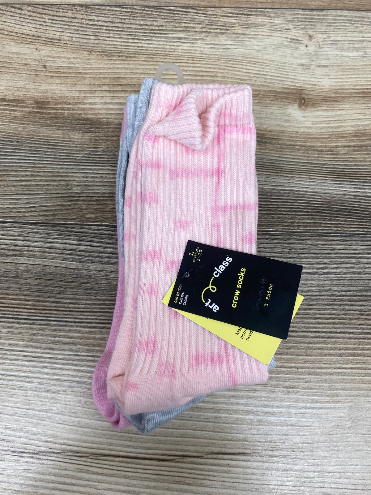 NEW Art Class 3pk Crew Socks Pink sz Large 3-10