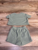 Shein 2pc Waffle Knit Shirt & Shorts Set Green sz 6-9m