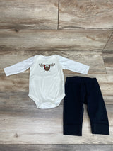 Hudson Baby 2pc Moose Bodysuit & Pants White sz 6-9m