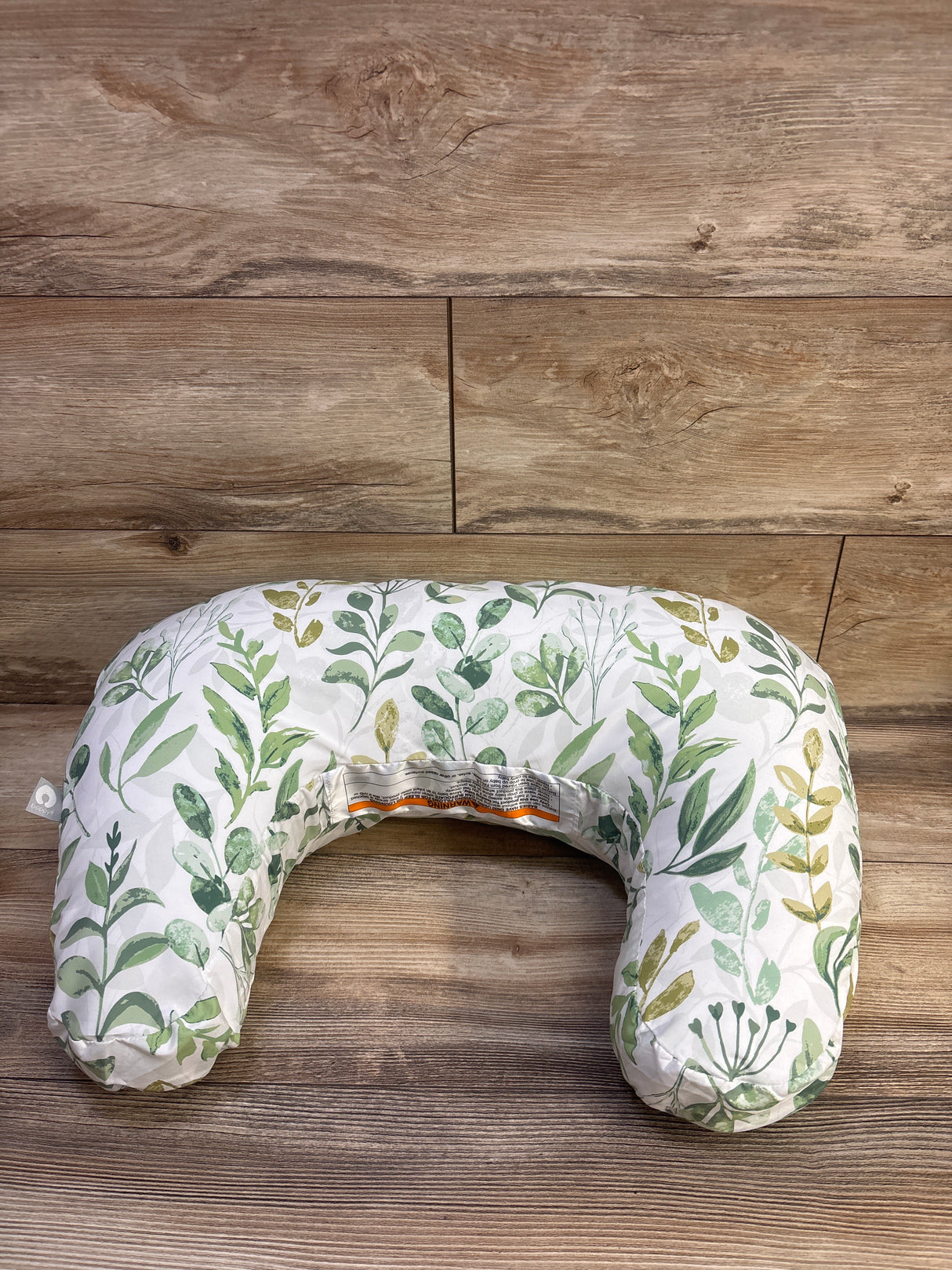 Boppy Nursing Pillow with Green Leaf Slipcover