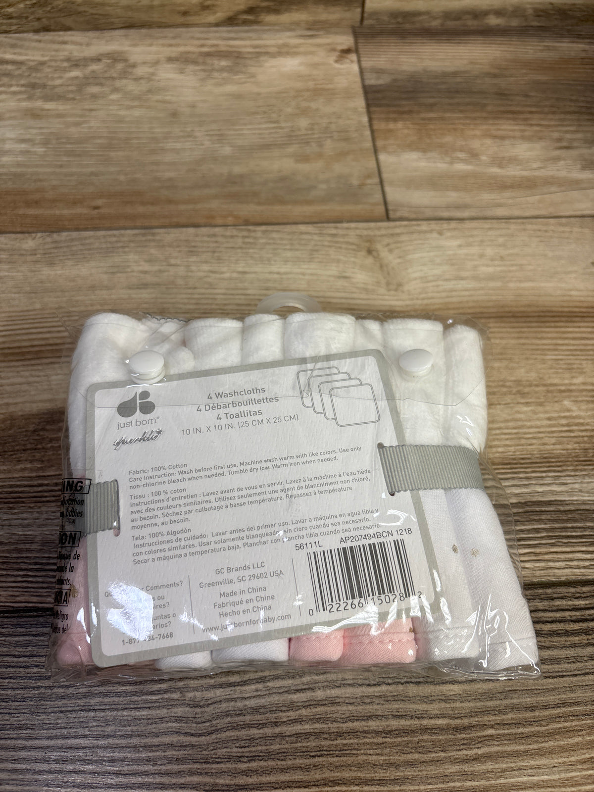 NEW Just Born 4pk Washcloths Pink