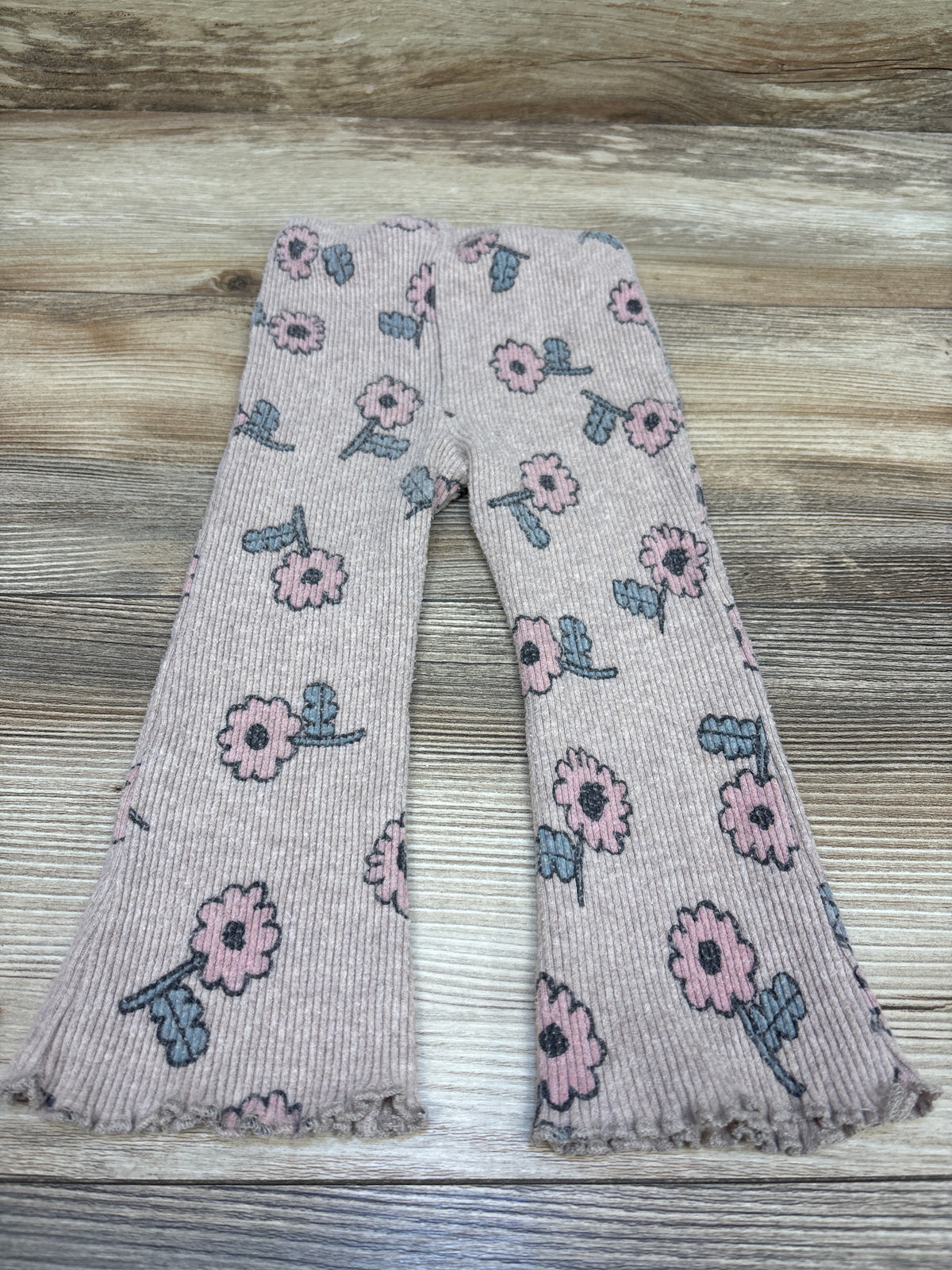 Zara Ribbed Floral Leggings Beige sz 9-12m
