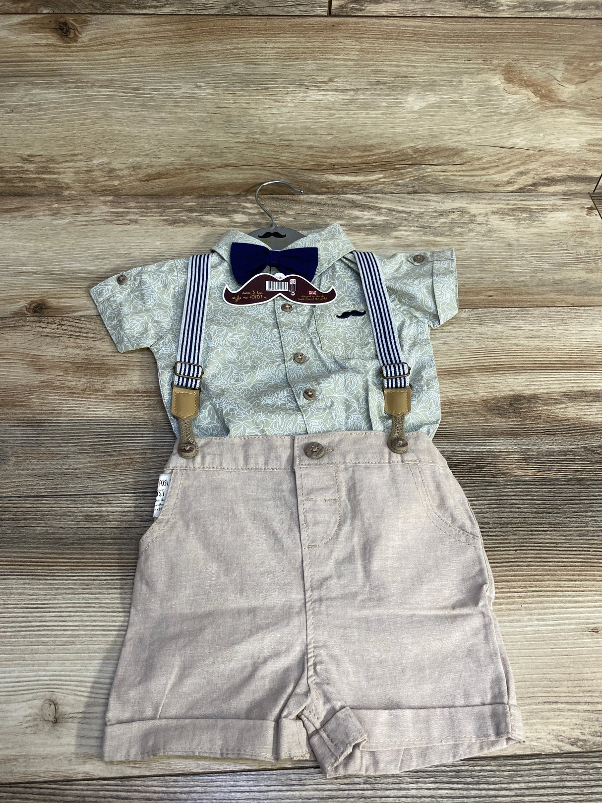 NEW Little Gent 4pc Suspender Short Set Green sz 3-6m - Me n Mommy To Be