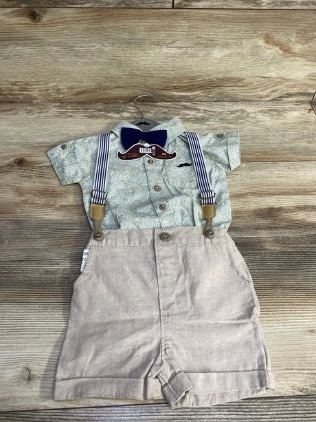 NEW Little Gent 4pc Suspender Short Set Green sz 3-6m - Me n Mommy To Be