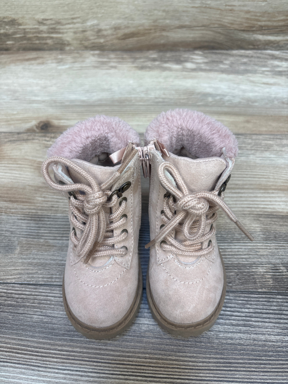 Old Navy Faux-Fur Cuff Lace-Up Winter Boots Pink sz 5c