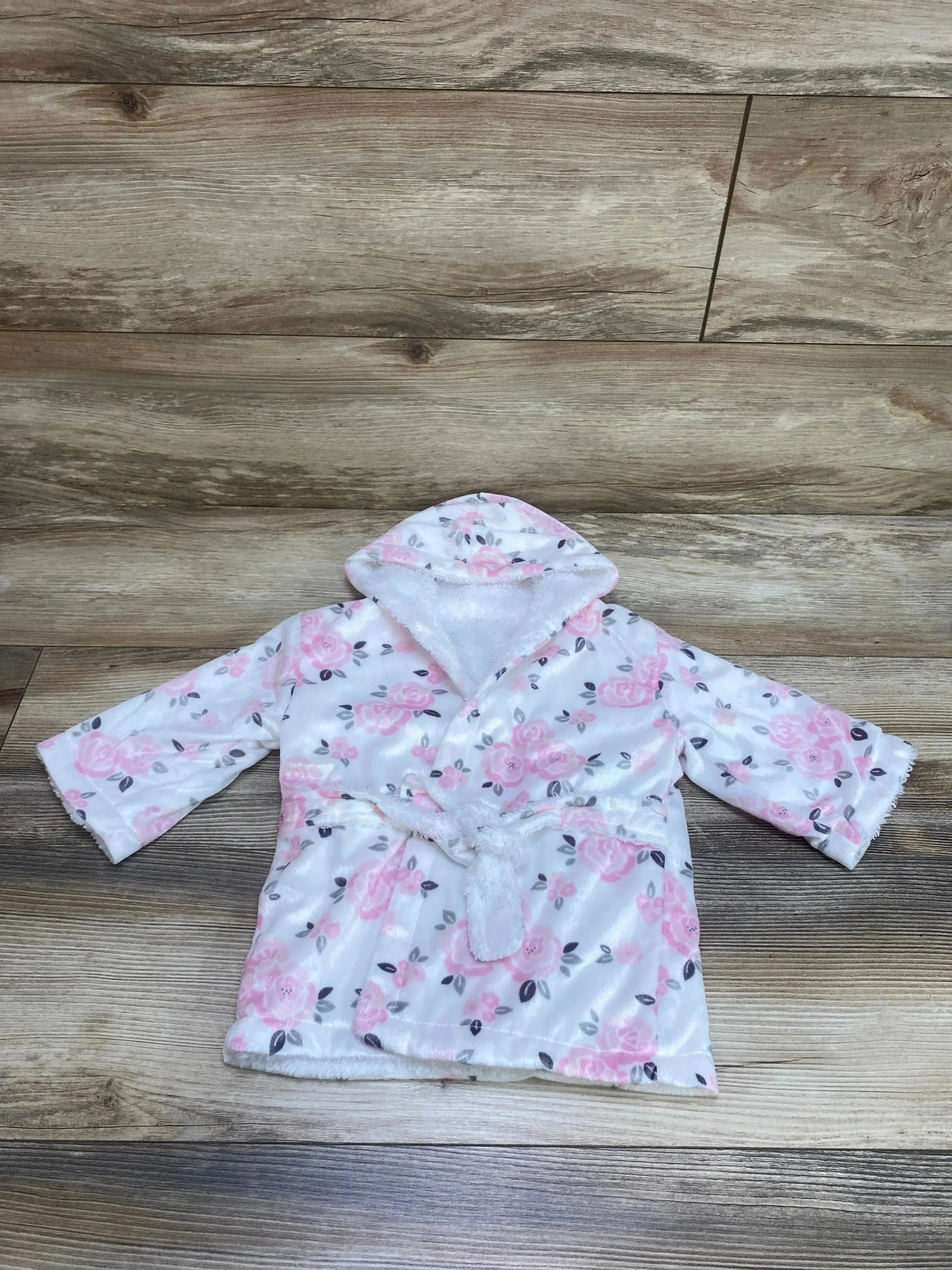 Hooded Floral Robe White sz 0-9m