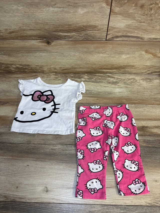 Hello Kitty toddler outfit with white top and pink leggings, perfect for kids' casual wear