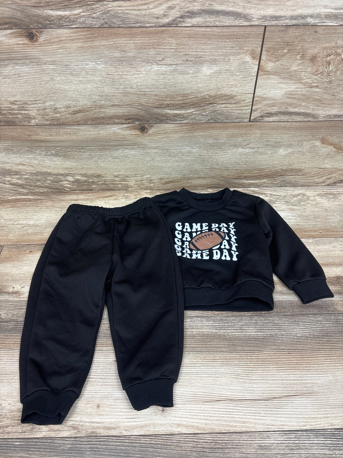 Game Day 2pc Football Sweatshirt & Joggers Set Black sz 12-18m